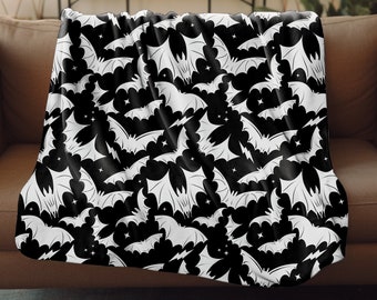Spooky Gothic Bats Blanket, Gothic Bat Faux Sherpa Blanket, Bat Minky Blanket, Goth Bats Minky Blanket, Bat Faux Sherpa Blanket, Bat Decor