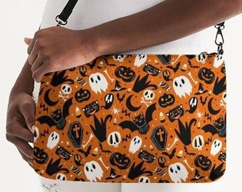 Halloween Night Purse, Faux Leather Handbag, Faux Leather Halloween Purse, Halloween Crossbody, Ghost Handbag, Spooky Purse,