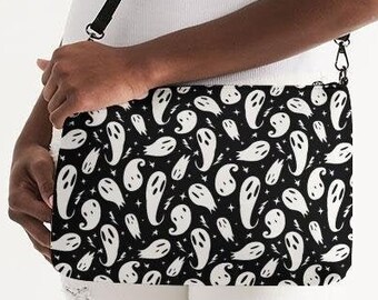 Halloween Purse, Faux Leather Handbag, Faux Leather Halloween Purse, Halloween Crossbody, Ghost Handbag, Ghost Shoulder Bag, Spooky Purse