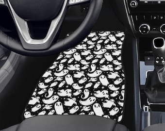 Spooky Ghost Car Mats, Halloween Auto Decor, Front & Back Set
