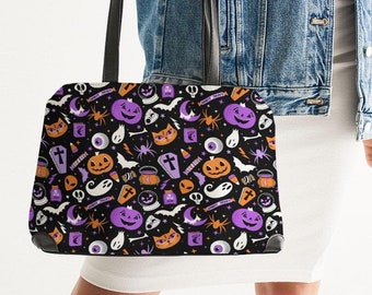 Halloween Purse, Faux Leather Handbag, Faux Leather Halloween Purse, Halloween Handbag, Halloween Crossbody Bag, Spooky Purse, Spooky Bag