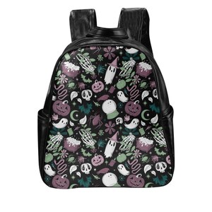 Spooky Cute Kawaii Halloween Backpack Orange Black Halloween Backpack Purse Halloween Gothic Backpack Cute Halloween Backpack Purse Etsy