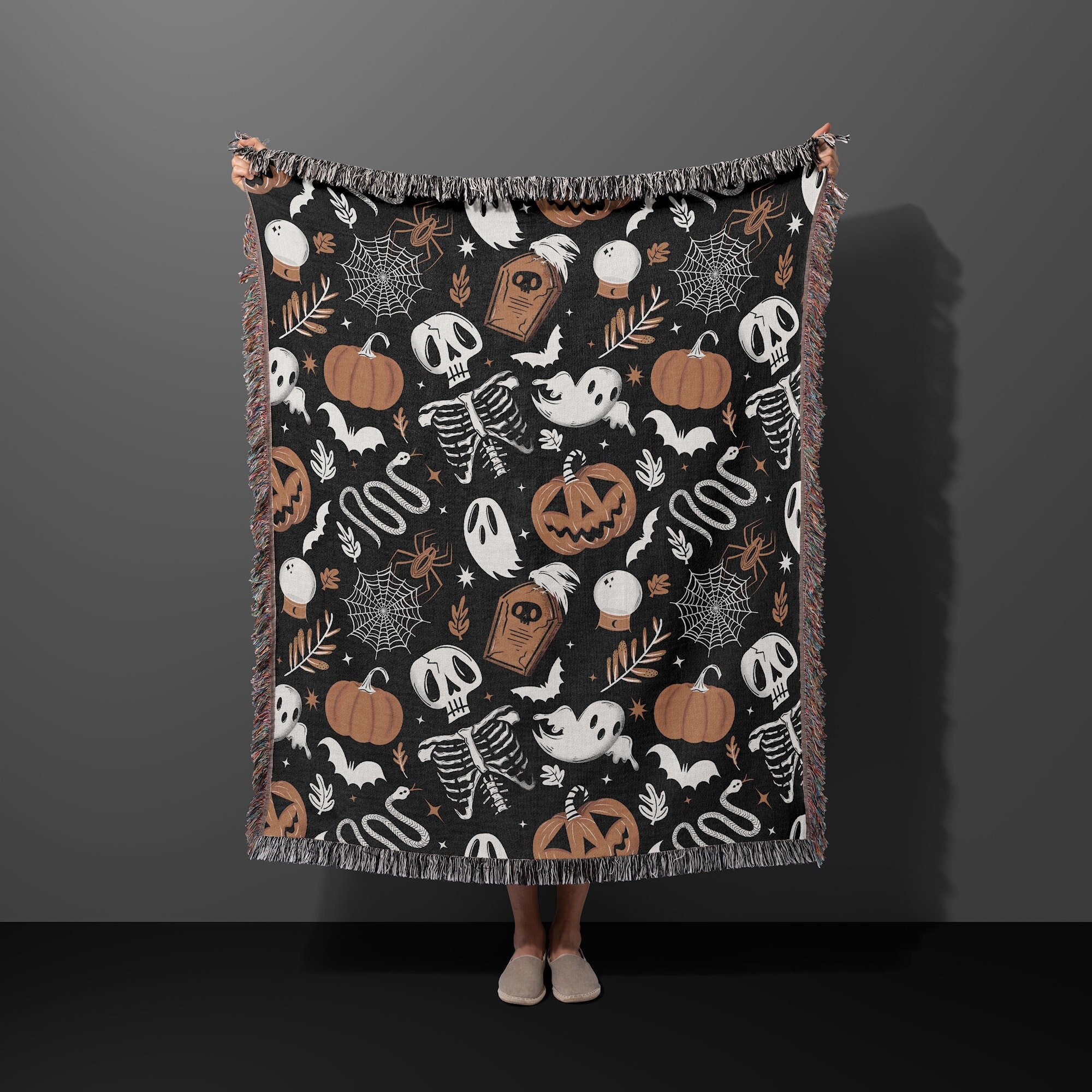 Halloween Woven Blanket Spooky Woven Blanket Gothic Woven