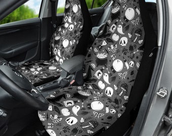 Gothic Witchy Car Seat Covers, Spooky Ghost Skull Print, Witchy Aesthetic Auto Accessories for Spooky Lovers, Gothic Witchy Seat Protector