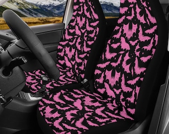 Pink Bat Car Seat Covers, Pastel Goth Auto Interior