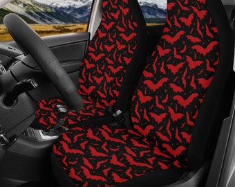 Gothic Bat Car Seat Covers, Spooky Halloween Auto Decor