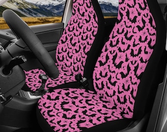 Gothic Halloween Bat Car Seat Covers, Spooky Goth Halloween Auto Decor, Pink Black Pastel Goth Interior Car Accessories, Gothic Car Gifts