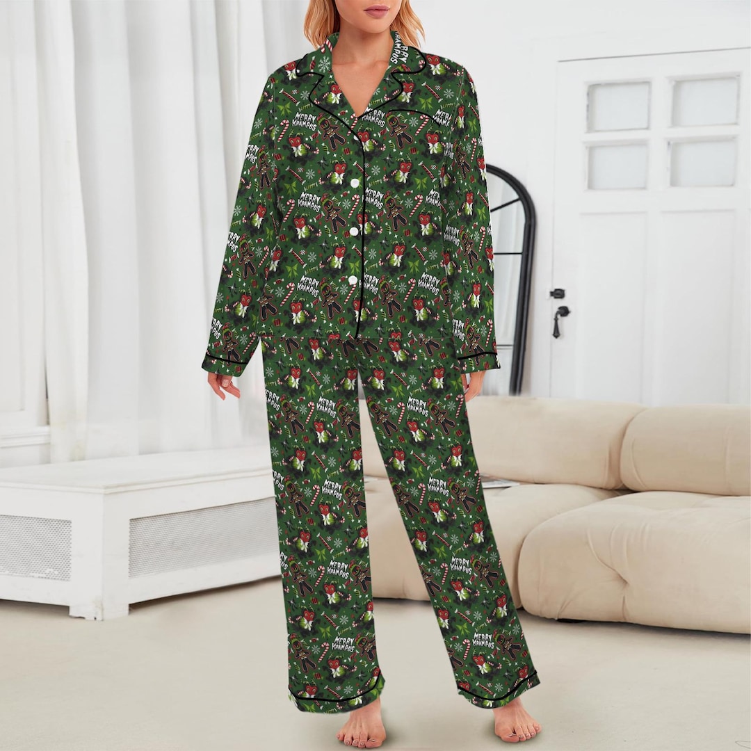 Spooky Krampus Gingerdead Creepmas Gothic Satin Pajamas, Spooky Season ...