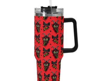 Spooky Creepmas Krampus Krampusnacht 40 oz 40 Ounce Travel Mug Tumbler, Spooky Xmas Travel Mug Tumbler, Gothmas Creepmas Drinkware