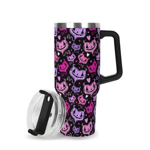 Spooky Cute Valloween Devil Jack-O-Lantern Heart 40oz 40 Ounce Travel Mug Tumbler, 40 oz Spooky Pastel Goth Valloween Travel Mug Tumbler