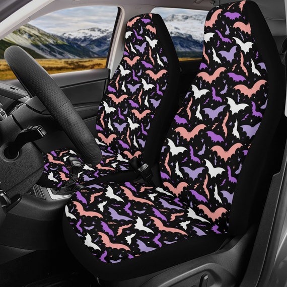 Spooky Season Bat Seat Covers - Set of Two - Pastel Goth Car Accessories  Gothic