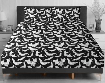 Gothic Bats Duvet Cover Set, Spooky Halloween Bedding