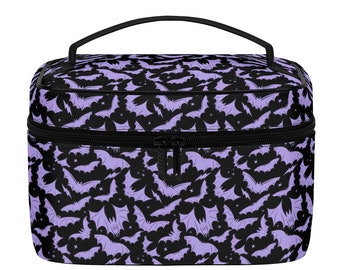 Gothic Bats Makeup Case, Gothic Bats Cosmetic Case, Bats Makeup Case, Spooky Bats Makeup Bag, Spooky Pastel Goth Makeup Bag, Pastel Gothcore
