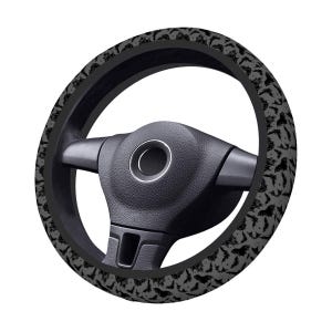 Funda gótica para volante con forma de murciélago, accesorio de neopreno con diseño de murciélago espeluznante para coche, decoración alternativa para vehículos. imagen 2