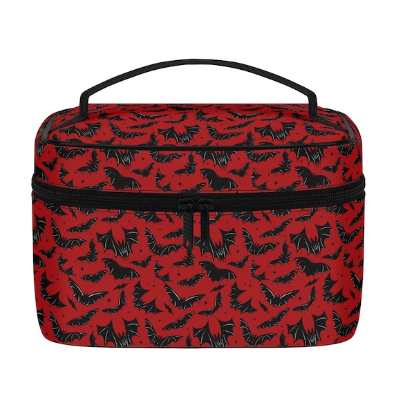 Gothic Bats Train Makeup Case, Gothic Bats Makeup Case, Bats Makeup Case, Halloween Makeup Case, Spooky Makeup Case, Goth Bats Cosmetic Case