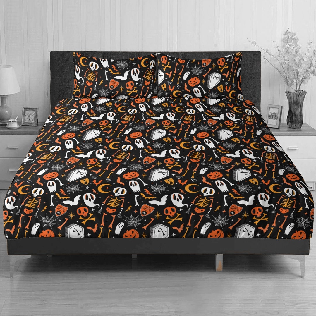 Halloween Duvet Cover Bed Set Spooky Duvet Cover Set Etsy