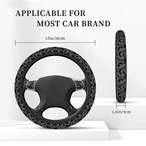 Funda gótica para volante con forma de murciélago, accesorio de neopreno con diseño de murciélago espeluznante para coche, decoración alternativa para vehículos. imagen 6