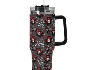 Spooky Creepmas Krampus Krampusnacht 40 oz 40 Ounce Travel Mug Tumbler, Spooky Xmas Gingerdead Travel Mug Tumbler, Gothmas Drinkware