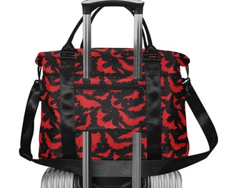Gothic Bats Black Red Travel Bag Spooky Bats Travel Luggage Halloween Bats Over the Handle Travel Bag Travel Bag for Bat Lovers