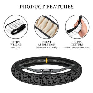 Funda gótica para volante con forma de murciélago, accesorio de neopreno con diseño de murciélago espeluznante para coche, decoración alternativa para vehículos. imagen 7