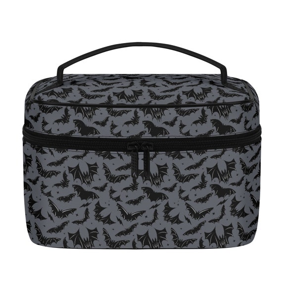 Gothic Bats Train Makeup Case, Gothic Bats Makeup Case, Bats Makeup Case, Halloween Makeup Case, Spooky Makeup Case, Goth Bats Cosmetic Case
