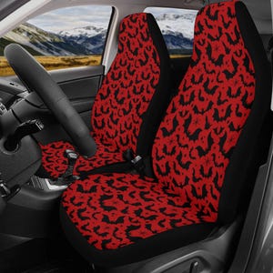 Red Black Gothic Bat Car Seat Covers, Spooky Halloween Auto Decor, Spooky Goth Bats Vehicle Interior Decor, Dark Aesthetic, Bat Lover Gifts