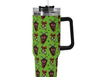 Spooky Creepmas Krampus Krampusnacht 40 oz 40 Ounce Travel Mug Tumbler, Spooky Xmas Travel Mug Tumbler, Gothmas Creepmas Drinkware