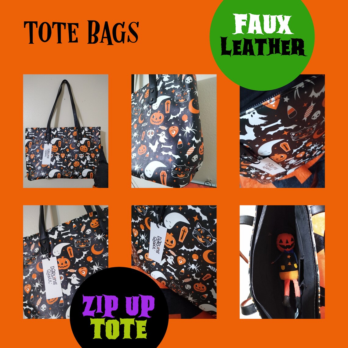 Halloween Tote Bag Faux Leather Tote Bag Faux Leather Etsy
