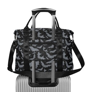 Bat Print Nylon Duffle Bag, Gothic Halloween Travel