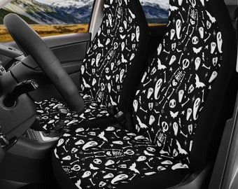 Spooky Skeleton Car Seat Covers, Halloween Auto Decor