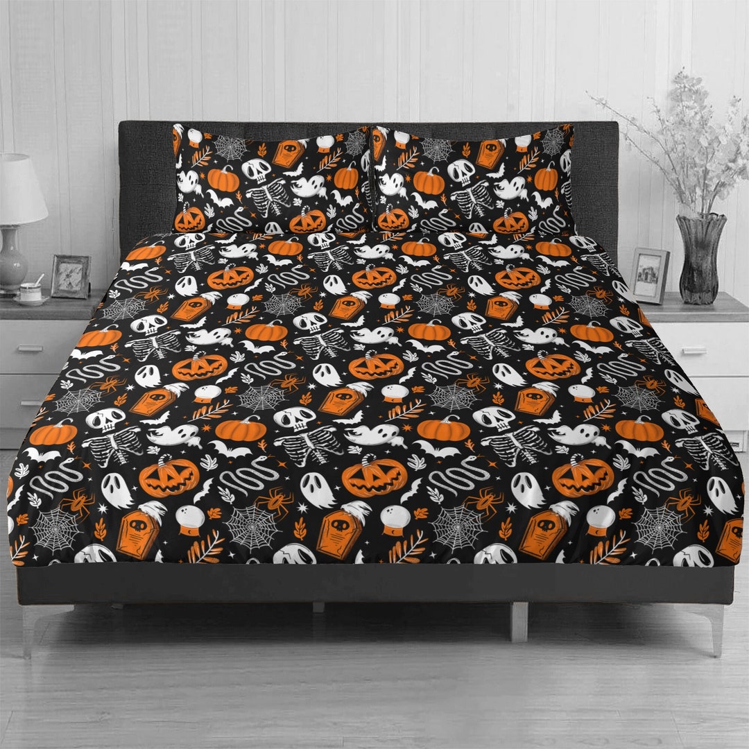 Halloween Duvet Cover Bed Set Spooky Duvet Cover Set Etsy