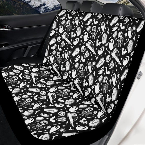 Gothic Car Seat Covers Set, Cracked White Black Stripes Seat Cover , Spooky  Goth Car Accessories 