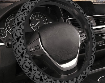 Gothic Bat Steering Wheel Cover, Spooky Batty Neoprene Car Accessory, Alt Decor for Vehicle