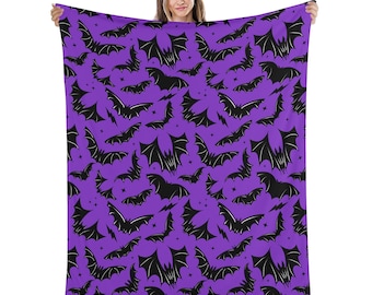 Spooky Bats Blanket, Gothic Bats Blanket, Goth Bat Fleece Blanket, Gothmas Blanket, Spooky Bats Gothcore Blanket, Goth Spooky Bat Blanket