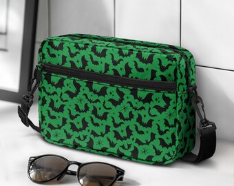Green Gothic Bat Shoulder Bag, Spooky Halloween Purse