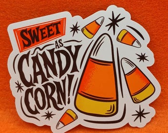 Spooky Halloween Candy Corn Vinyl Sticker, Candy Corn Tablet Laptop E-Reader Decal, Halloween Car Mug Tumbler Sticker