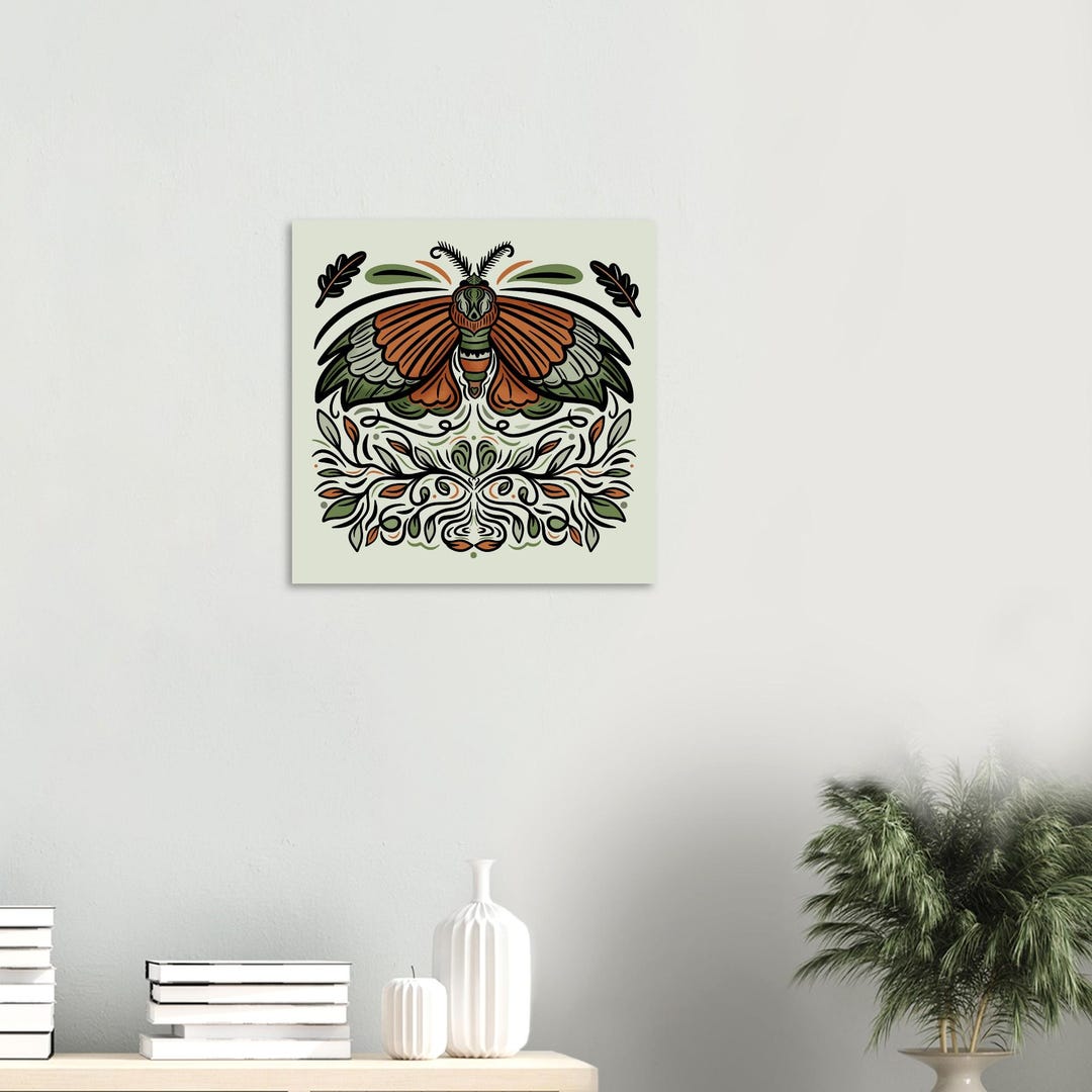 Moth Art Print - Dark Cottagecore Wall Decor - Vintage Botanical Moth ...