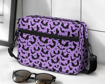 Halloween Bat Purse, Purple Gothic Bat Purse, Halloween Bag, Spooky Bag, Spooky Purse, Spooky Bat Bag, Pastel Goth Gothic Bat Shoulder Bag
