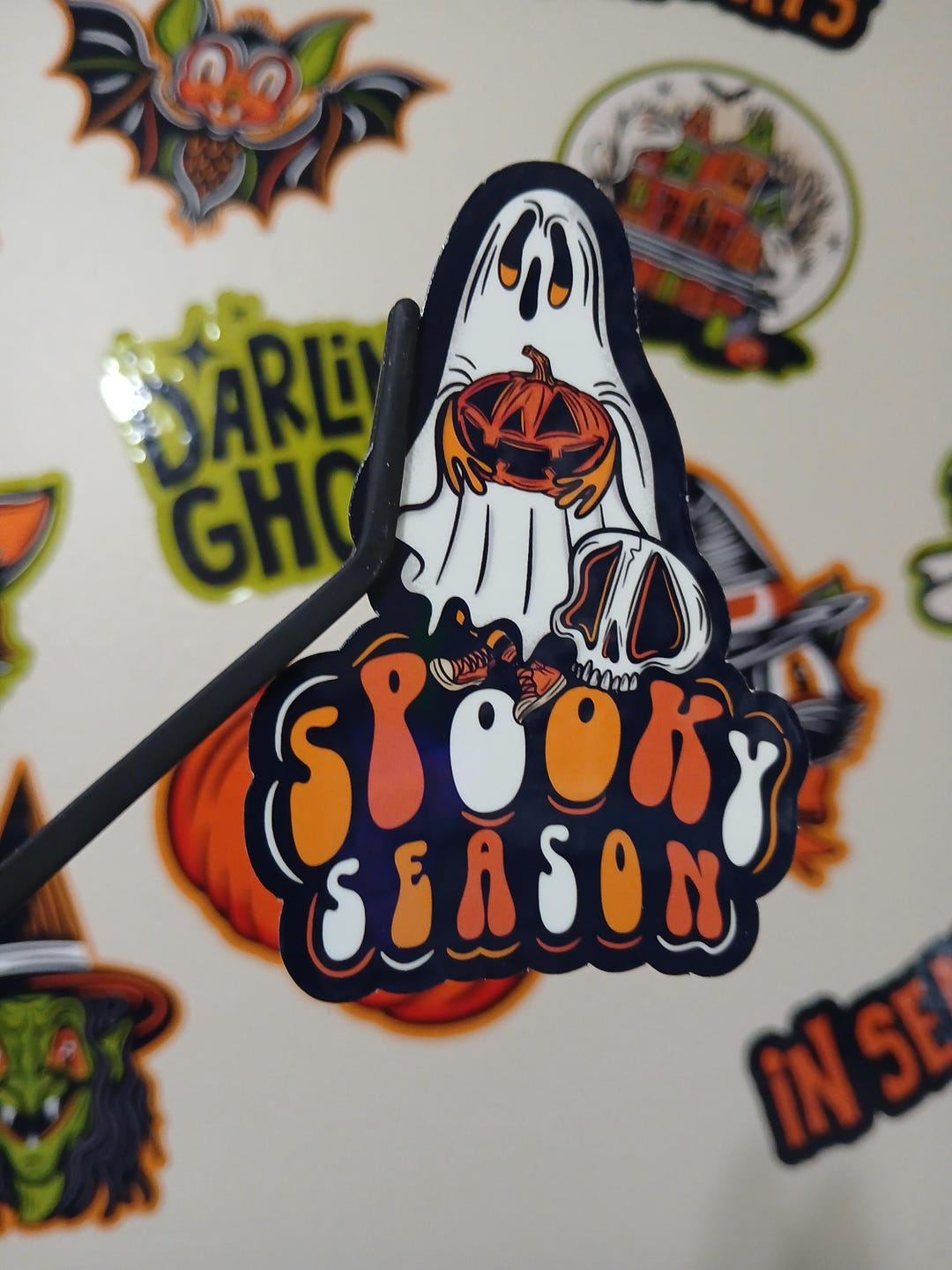 Spooky Season Cemetery Cute Sheet Ghost Ghoul Bats Skull Sticker ...
