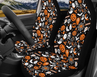 Spooky Halloween Car Seat Covers, Candy Corn & Ghost Design