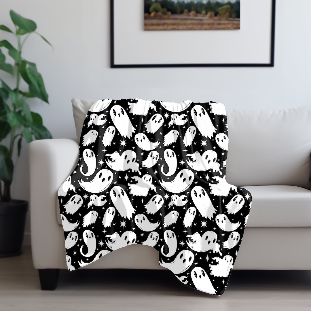 Halloween Minky Blanket, Creepy Cute Ghosts Blanket, Cute Kawaii Ghosts