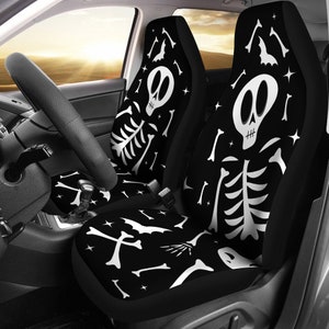 Halloween Skeleton Bats Car Seat Covers, Halloween Car Seat Covers, Spooky Car Seat Covers, Gothic Car Seat Covers, Skeleton Car Seat Covers