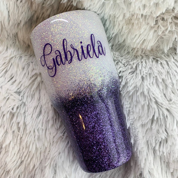 White and Purple Ombre Glitter Tumbler / Purple Glitter  /  Ombre Glitter Tumbler / Personalized Tumbler / Custom Tumbler / Glitter Yeti