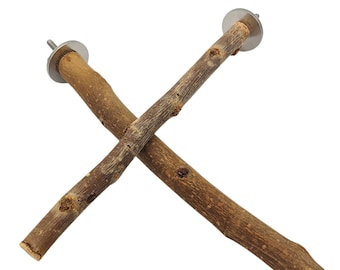 Poplar Parrot Perch, Natural Wood Bird Perch with Stainless Steel Hardware