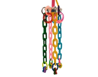 Plastic Chain Bird Toy, Noisy Plastic Parrot Toy to Beak and Rattle, for Small Birds like Parakeets, Budgies, Cockatiels, Conures, etc