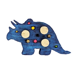Foraging Toy, Balsa Parrot Toy, Dinosaur Shaped Foraging Toy with Cork, Beads, and Millet for Small Birds and Parrots, Trike, Triceratops