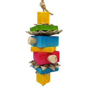 Balsa Bird Toy, Parrot Toy with Palm, Cork, and Vine - for Small to Medium Parrots and Birds