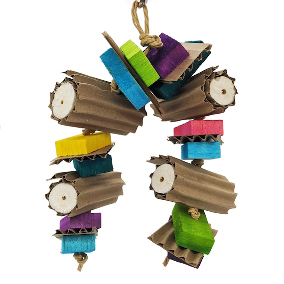 Balsa and Cardboard Bird Toy, Parrot Toy with Sola, (Tapioca)