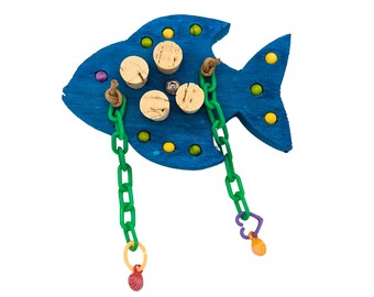 Gilligan Balsa and Cork Fish Bird Toy | Summer Shredding Chew Toy for Parrots