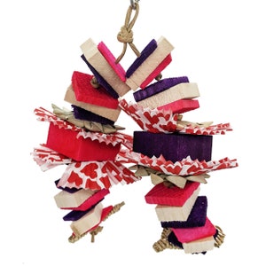 Balsa Valentine&#39;s Day Bird Toy, Parrot Toy with Balsa, Pine, Vine, Paper, and Palm, Through Thick and Thin